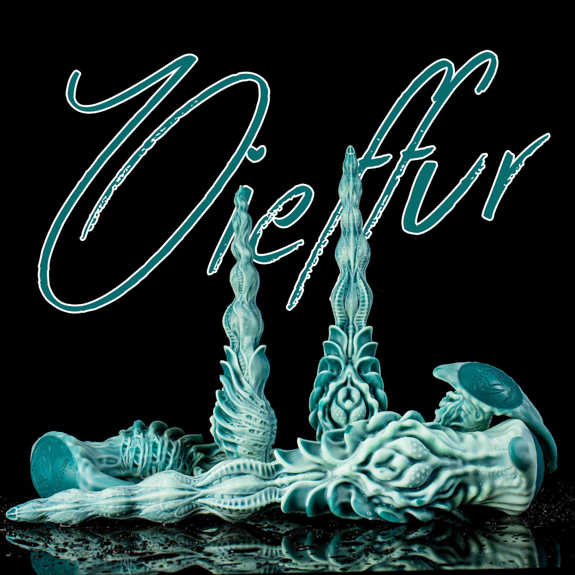Oieffur Winding Fantasy Dildo with textured beads for pleasure, featuring a detailed, curved design for enhanced stimulation.