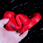 Oieffur Horse Sheath red and black penis sleeve, red penis extender sheath showing girth and length extension for enhanced male pleasure.